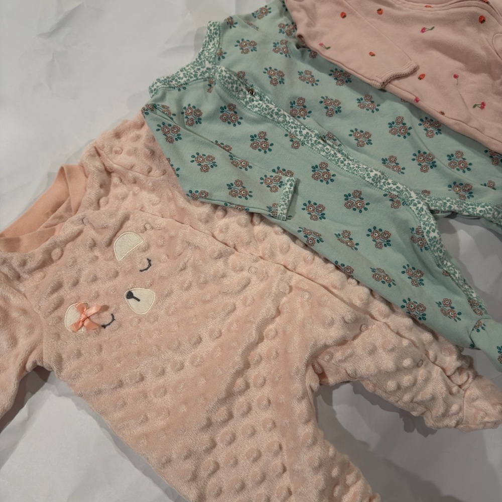 Carter's Pink and Mint Floral Baby Pajama Set